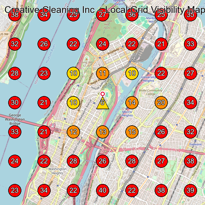 Creative Cleaning Inc GeoGrid visibility map for Commercial Cleaning Service in New York